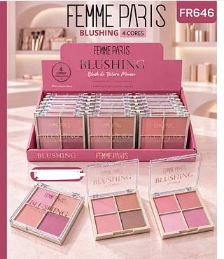 PALETA DE BLUSH 4 CORES FEMME PARIS C/24PCS