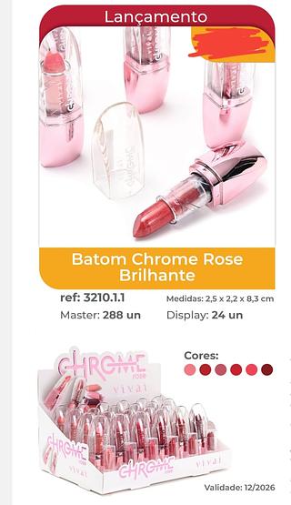 BATOM CHROME ROSE BRILHANTE VIVAI C/24PCS