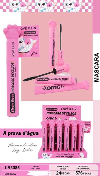 MASCARA DE CILIOS CATINHA A PROVA D AGUA LOVE RAIN C/24PCS